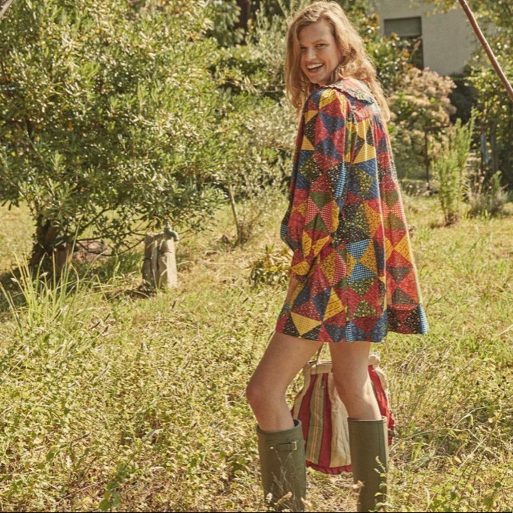 BNWT Doen Adalina Dress in countryside patchwork print